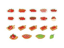 set of strawberry fruits cartoon illustration vector