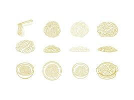 set of noodle line art vector