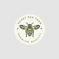 vintage honey Bee animals logo template illustration vector