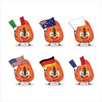 Slice of mamey cartoon character bring the flags of various countries vector