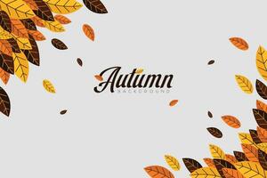 Autumn Background with Brown, Orange, and Yellow Tones Leaves Surround the Frame. Clear White Background Landscape, Header, and Card. vector