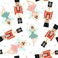 Christmas seamless Nutcracker pattern. Vector illustrations