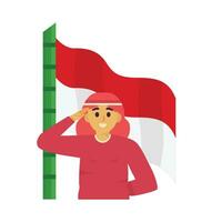 People who are respectful commemorating the independence of Indonesia vector