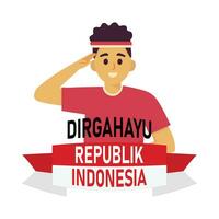 People who are respectful commemorating the independence of Indonesia vector