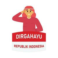 People who are respectful commemorating the independence of Indonesia vector