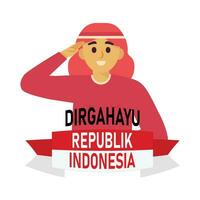 People who are respectful commemorating the independence of Indonesia vector