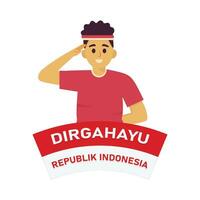 People who are respectful commemorating the independence of Indonesia vector