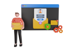 3d ilustración de cifrado de correos electrónicos, datos seguridad, proteccion y autenticación. correo electrónico cifrado asegura el intimidad y seguridad de correo electrónico comunicaciones png