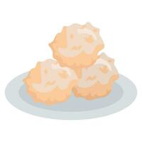 Macaroon traditional cookies with coconut flakes vector