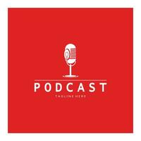 podcast logo with microphone and earphone audio, radio waves. for studio, talk show, chat, information sharing, interview, multimedia and web. vector