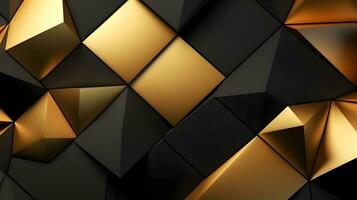 black and gold abstract background.  geometric shape abstract background black and gold with light reflection looks elegant. photo