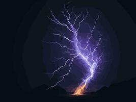 Lightning strike over mountain range. Thunderstorm lightning strike over mountain range vector