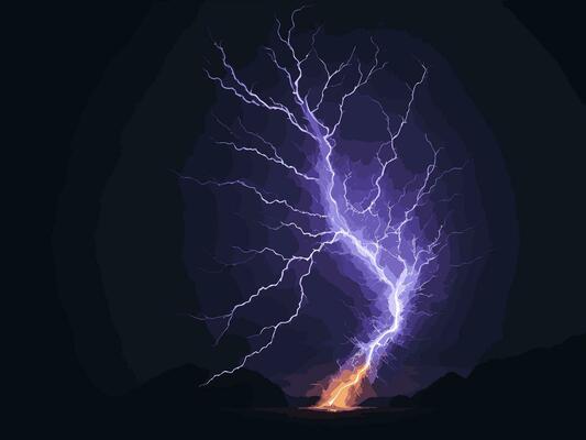 Lightning strike over mountain range. Thunderstorm lightning strike over mountain range
