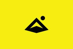 mínimo y creativo montaña pico logo modelo en amarillo antecedentes vector