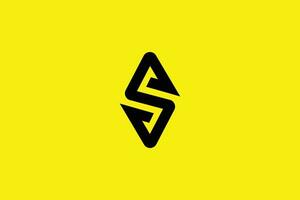 Minimal letter S logo template on yellow Background vector