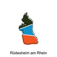 Rudesheim a.m rhein ciudad mapa ilustración diseño, mundo mapa internacional vector modelo vistoso con contorno gráfico