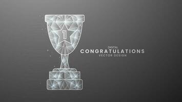 Trophies number one and star. Low poly style vector illustration