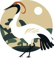 japanese crane bird vector