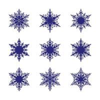 Set of lacy snowflakes for your winter design isolated on a white background.  Elements for Christmas banner, cards. New year ornament. vector