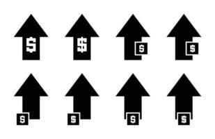 set of dollar icons with up arrow. dollar sign rising economic concept. vector for apps and web.