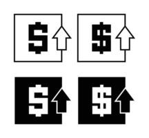 set of dollar icons with up arrow. dollar sign rising economic concept. vector for apps and web.