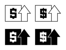 conjunto de dólar íconos con arriba flecha. dólar firmar creciente económico concepto. vector para aplicaciones y web.