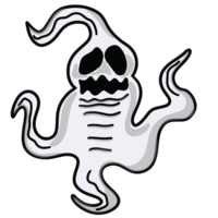 Halloween cartoon symbols hand drawns black and white icon character illustration. Isolated on transparent background. png