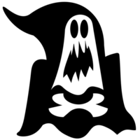 Halloween cartoon symbols hand drawns black and white icon character illustration. Isolated on transparent background. png