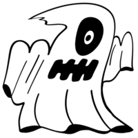 Halloween Karikatur Symbole Hand gezeichnet schwarz und Weiß Symbol Charakter Illustration. isoliert auf transparent Hintergrund. png