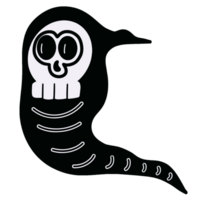 Halloween cartoon symbols hand drawns black and white icon character illustration. Isolated on transparent background. png