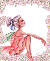 Composition with cartoon fairy with magic wings, flowers and butterflies. png