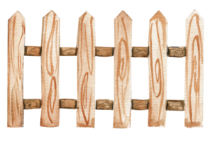 Watercolor hand drawn wooden fence . png