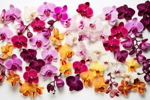 Collection of orchid flower isolated on white background photo