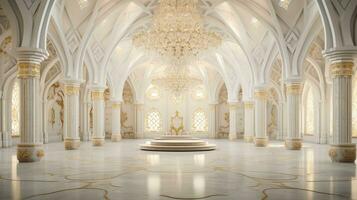 interior of large marble hall with luxury lamp photo