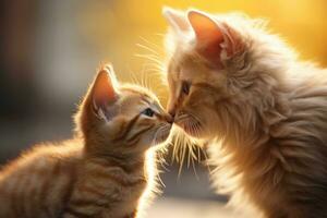 cat kissing kitten photo