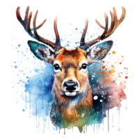 Christmas Watercolor Deer at Christmas in Winter Snow png