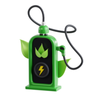 3d geven groen energie opladen station icoon illustratie png