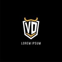 Initial VD geometric shield esport logo monogram design style vector