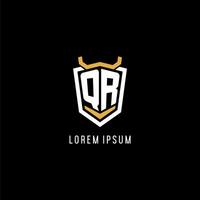 Initial QR geometric shield esport logo monogram design style vector
