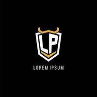 Initial LP geometric shield esport logo monogram design style vector