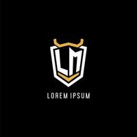 Initial LM geometric shield esport logo monogram design style vector