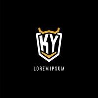 Initial KY geometric shield esport logo monogram design style vector