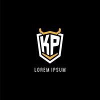 Initial KP geometric shield esport logo monogram design style vector