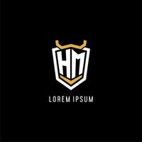 Initial HM geometric shield esport logo monogram design style vector