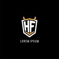 Initial HF geometric shield esport logo monogram design style vector