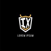 Initial IX geometric shield esport logo monogram design style vector
