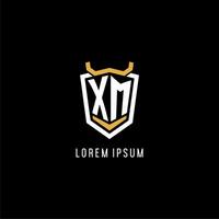 Initial XM geometric shield esport logo monogram design style vector