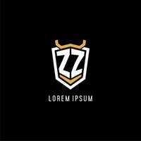 Initial ZZ geometric shield esport logo monogram design style vector