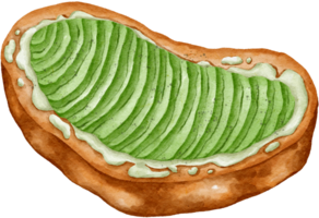 Avocado toast topped with cream, a watercolor-style drawing png