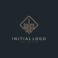 BG initial logo with curved rectangle style design vector